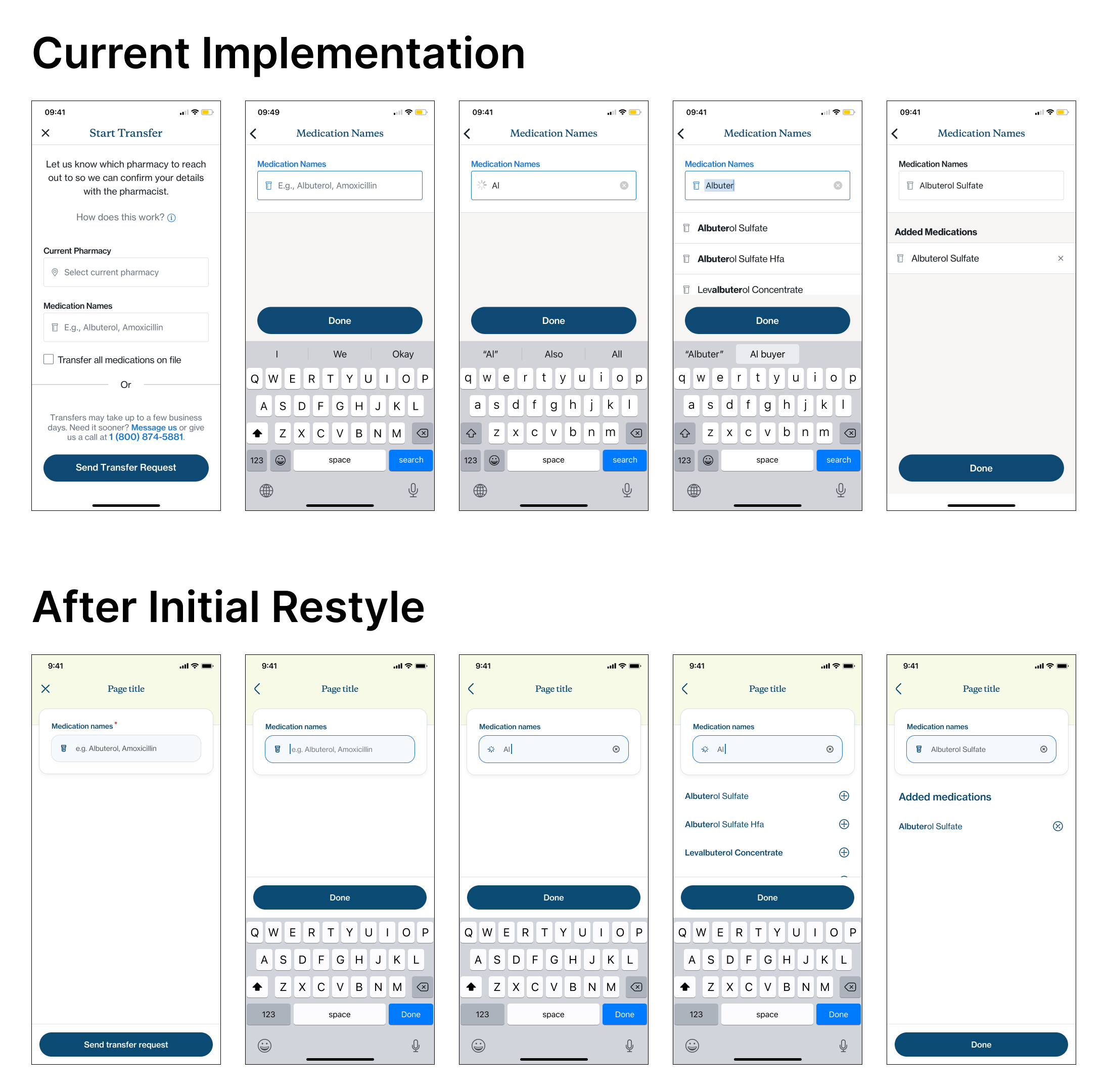 Original autocomplete and initial redesign