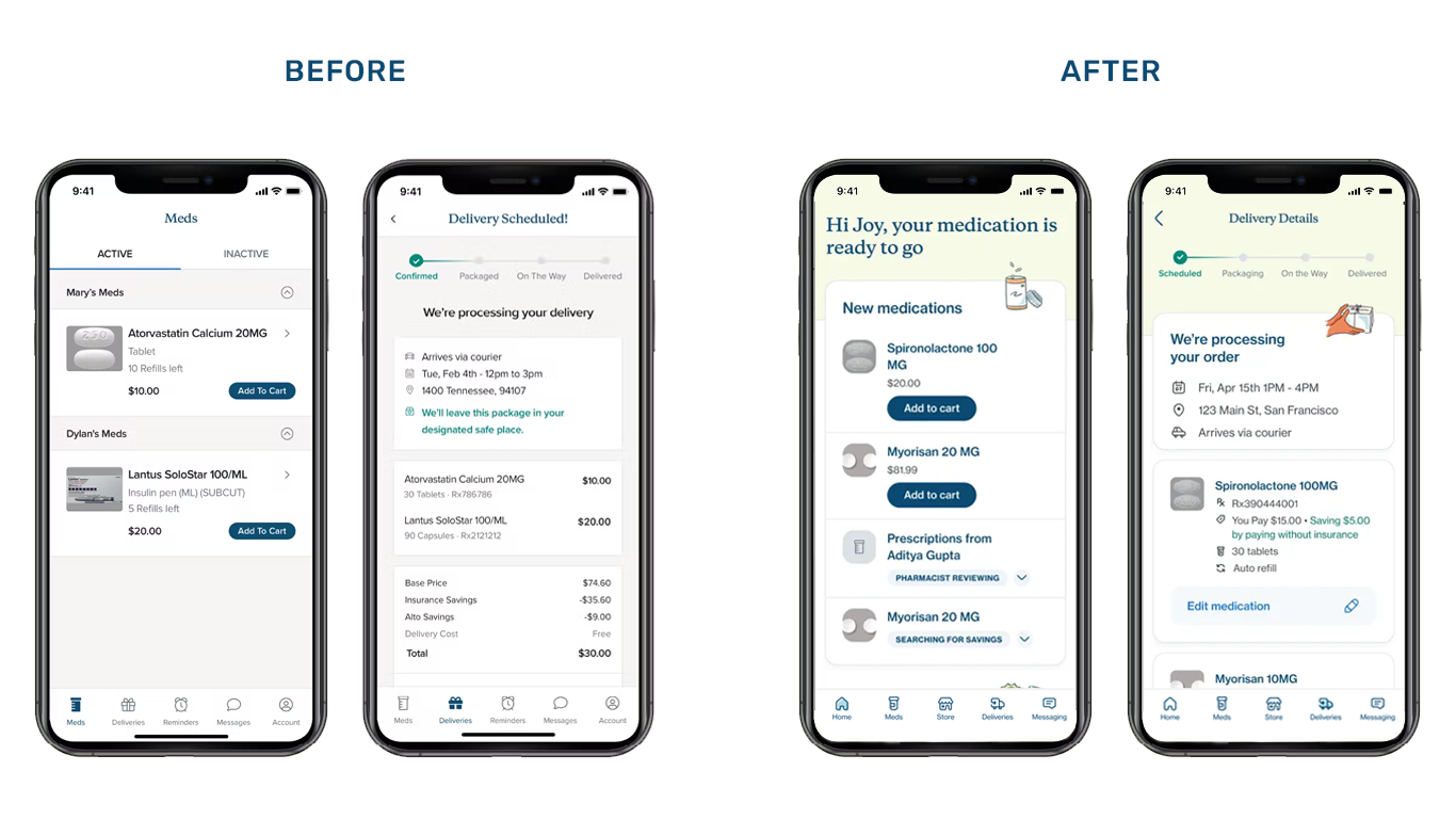 Before and After comparison of design system revamp