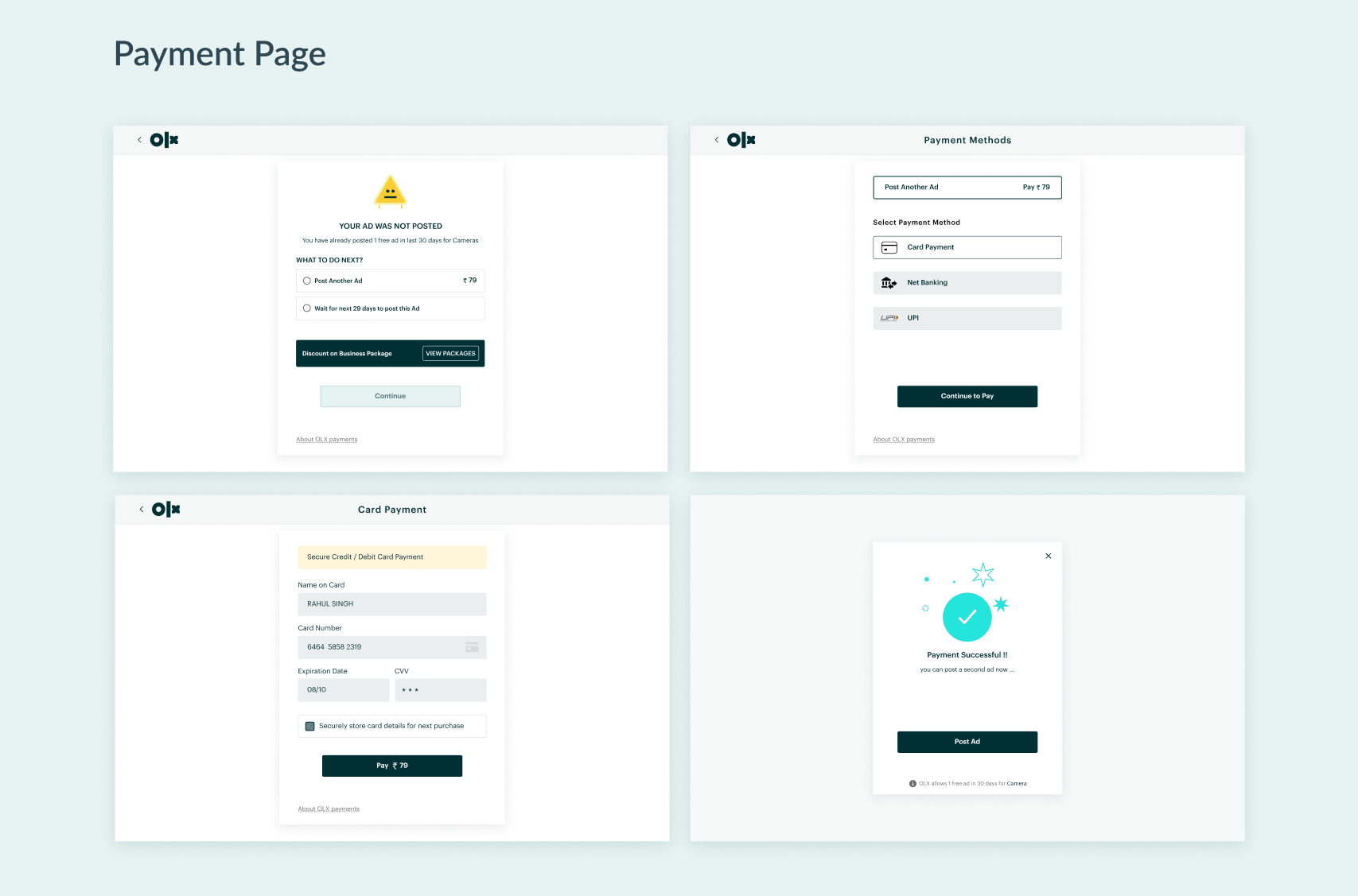 OLX Payment Page Redesigned